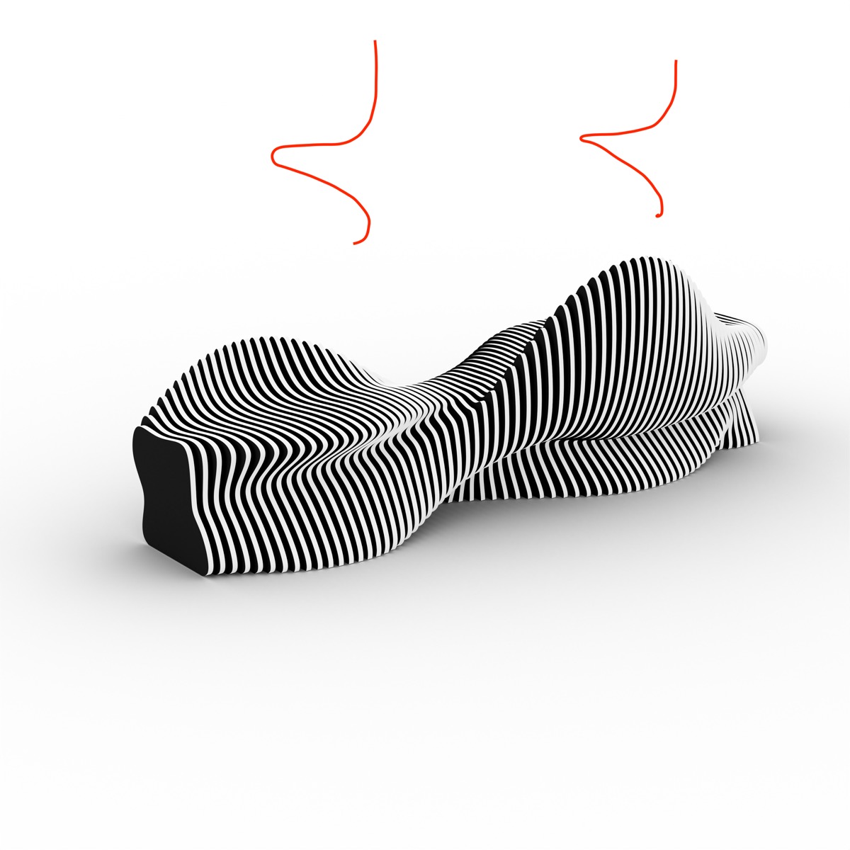 WAVES Bench V1 — parametric wave form that creates visual drama in any interior space