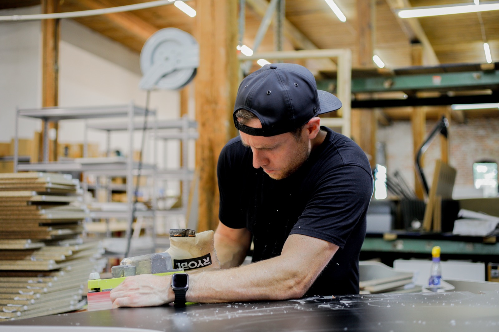 Kyle Buckner working in the studio